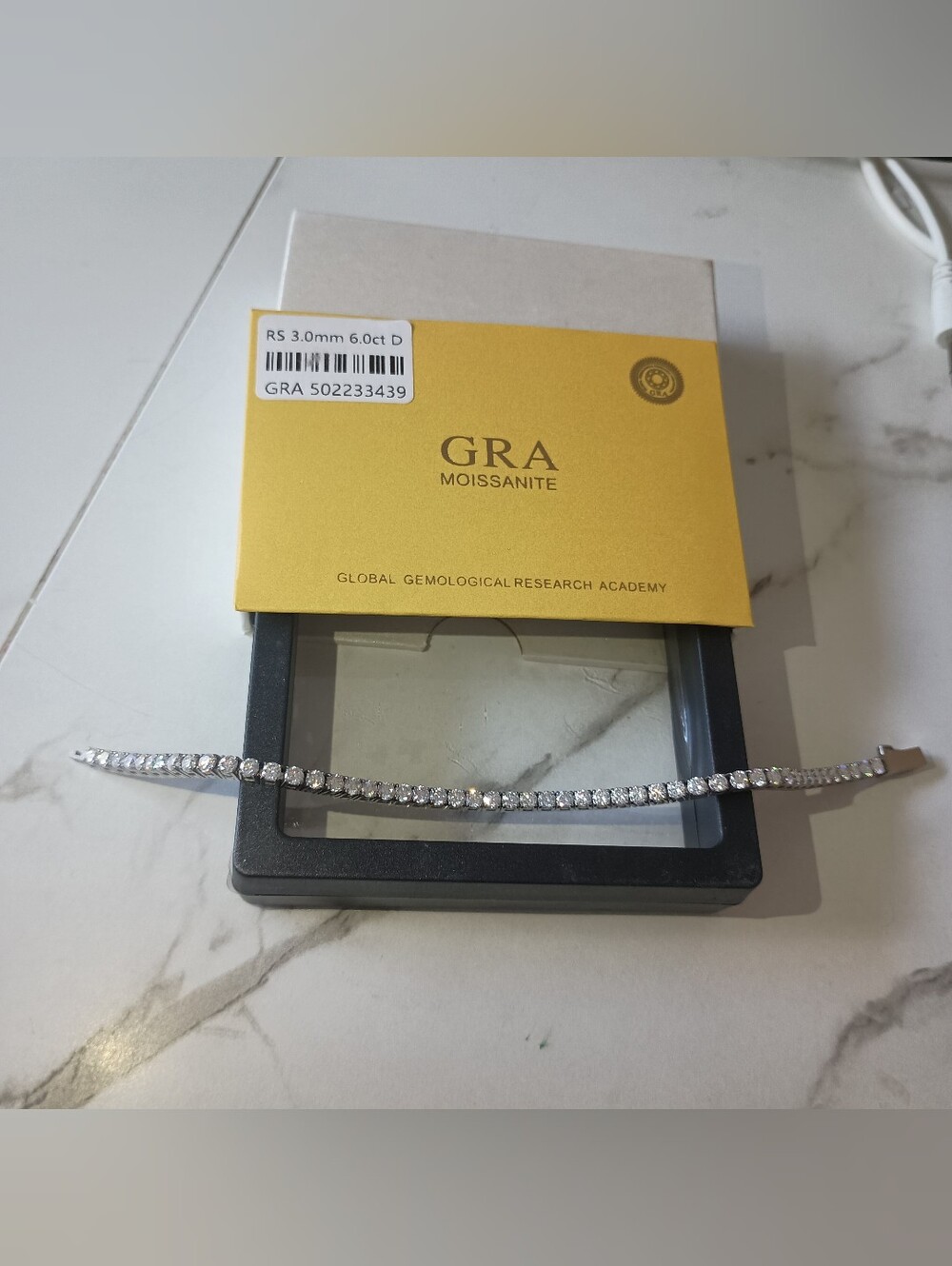 New Moissanite Diamond Tennis Bracelet 3mm 7 inch Brilliant Round Cut GRA - Picture 6 of 7